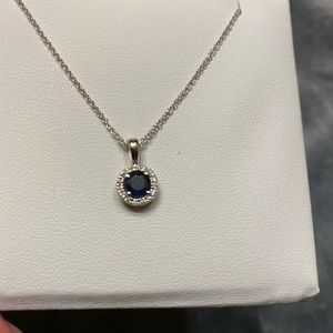 Reserved Effy sapphire stud earrings and pendant 14k white gold